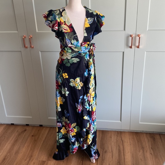 Alexis Janna Ruffle Floral Wrap Maxi Dress Sz Xs - Picture 5 of 5